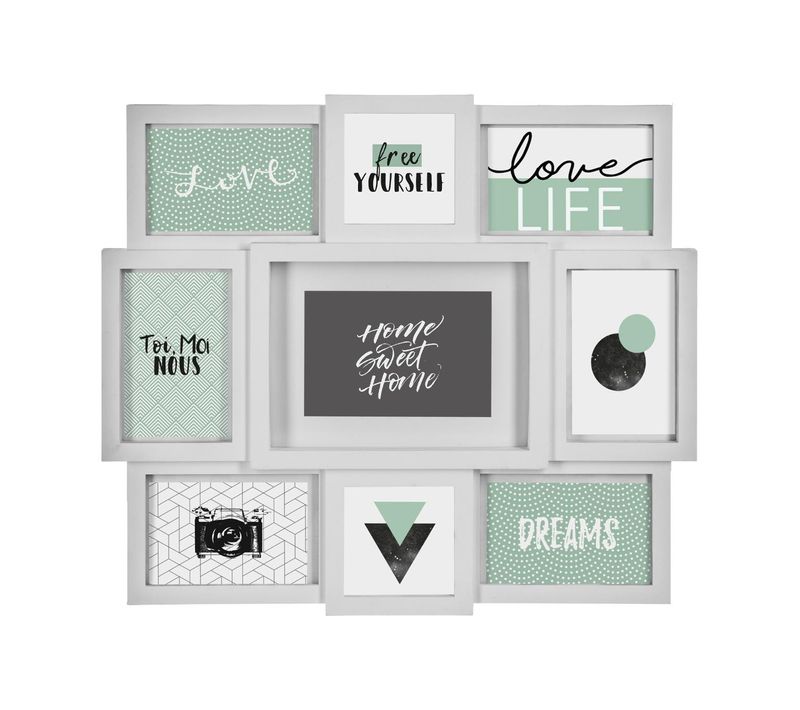 Pêle-mêle Multivues 9 Photos Cadre Blanc 48  X 42 Cm