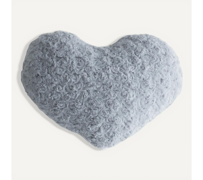 Coussin Coeur Bouclette Gris Clair