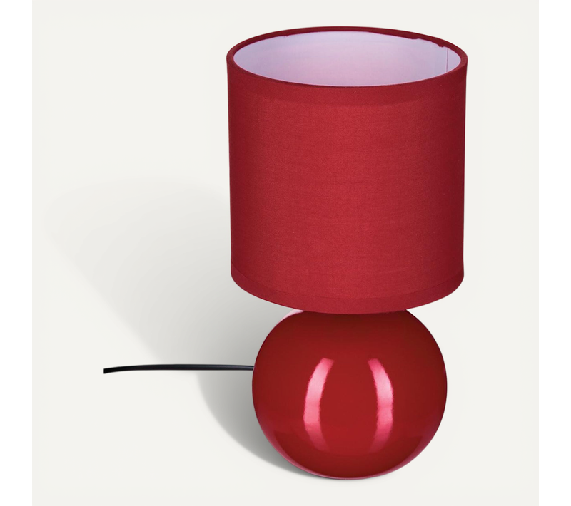 Lampe En Céramique Pied Boule Rouge Brillant