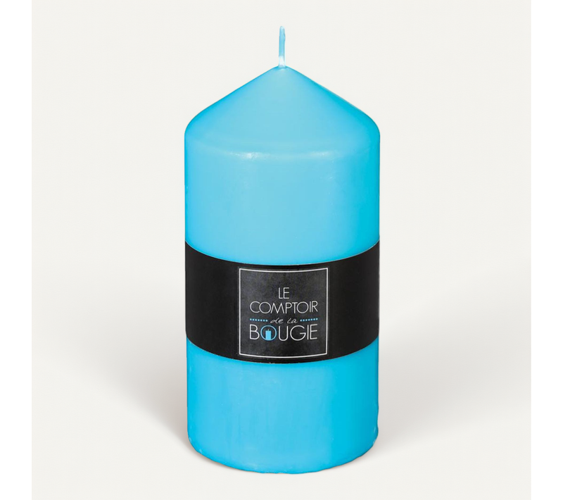 Bougie Ronde Turquoise D 6.8 X H 14 Cm
