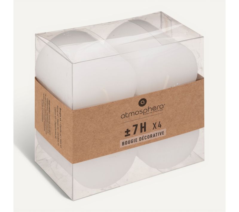 Bougie X4 Ø 4,5 cm OLIA Blanc