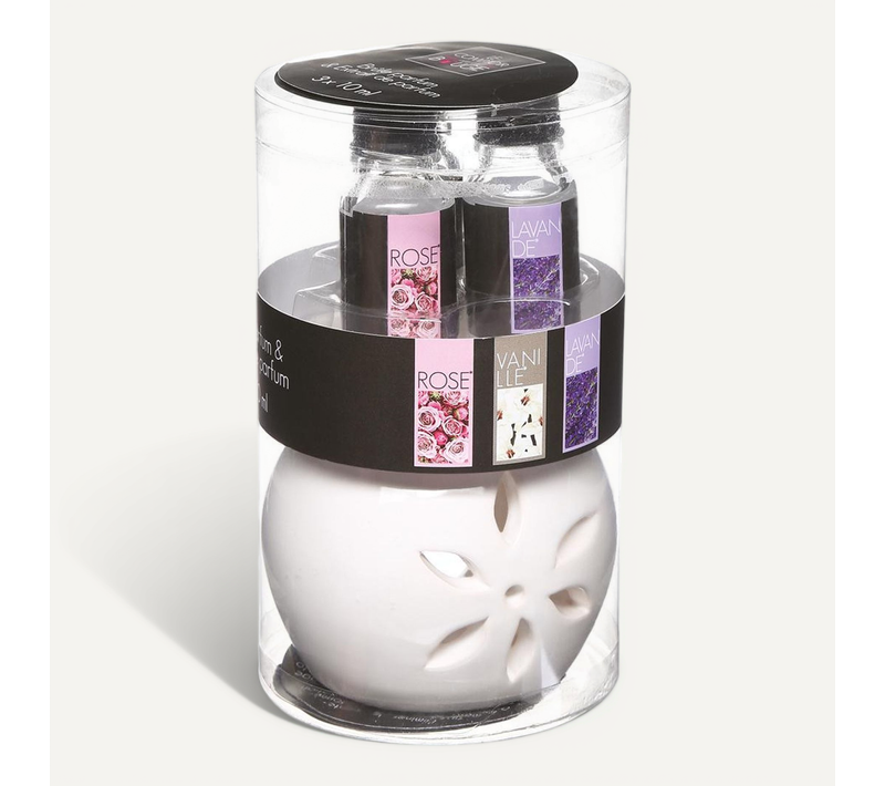 Coffret Senteur 1 Brûle Parfum Et 3 Huiles Parfumées Florales