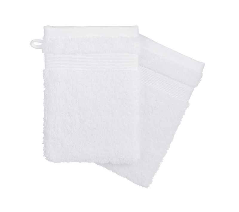 Lot De 2 Gants De Toilette En Coton Blanc Tissu Éponge 15 X 21 Cm