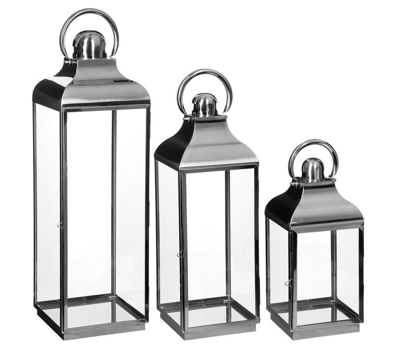 Set De 3 Lanternes "seif" Extérieur/intérieur Acier Inoxydable