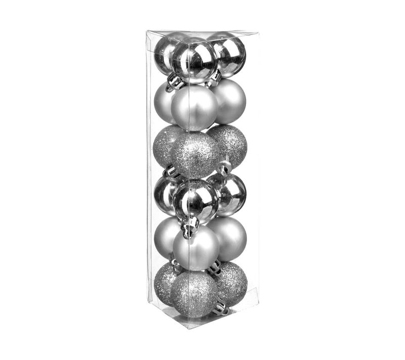 Décoration De Sapin Lot De 18 Boules De Noël D 3 Cm - Argent Et Argenté