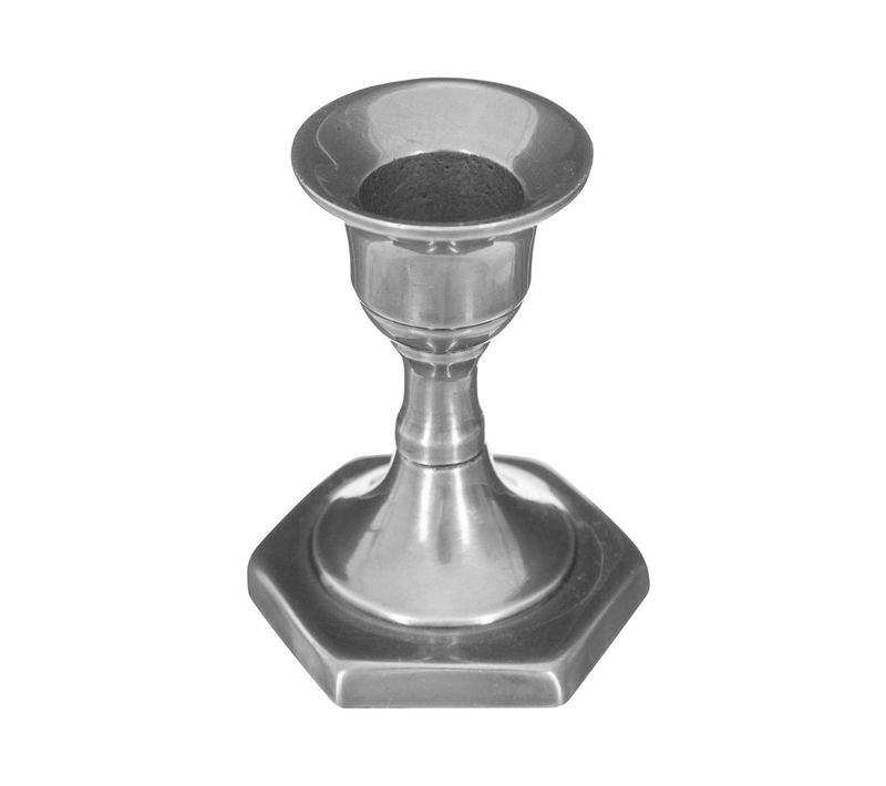 Bougeoir Chandelier En Métal Argenté H 7,5 Cm