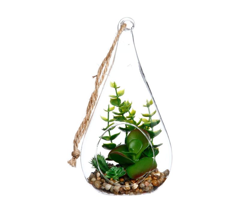 Plante + Goutte En Verre H19.5