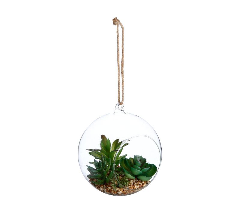 Plante Artificielle + Boule En Verre H17