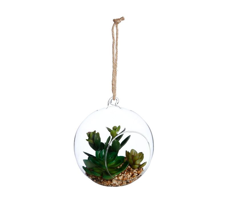 Plante Artificielle + Boule En Verre H17