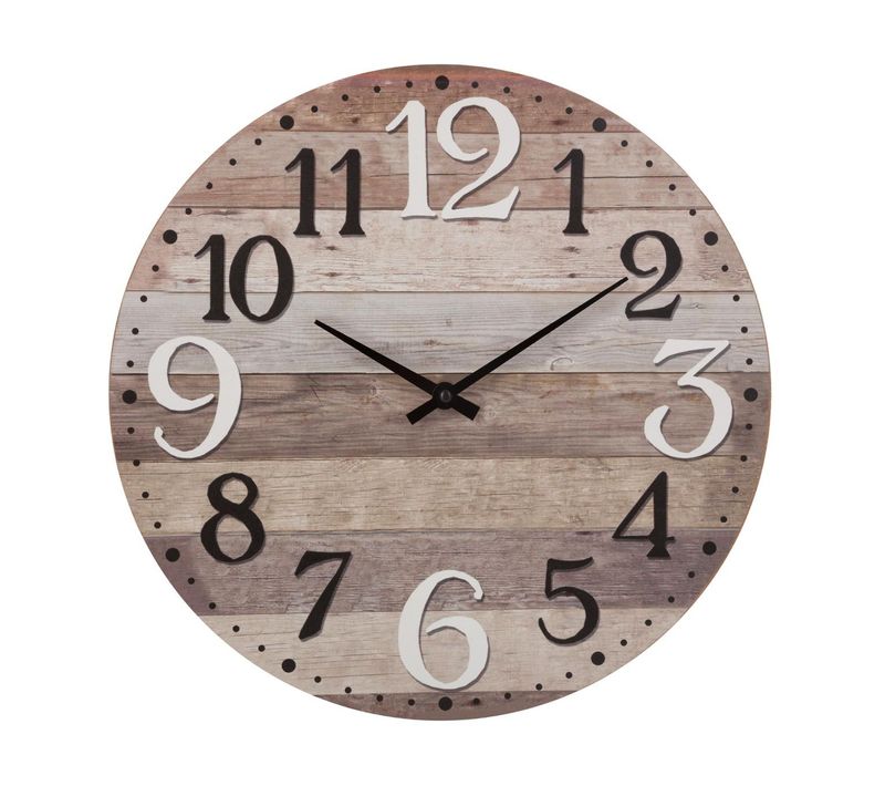 Pendule Murale En Bois Aspect Vieilli D 38 Cm