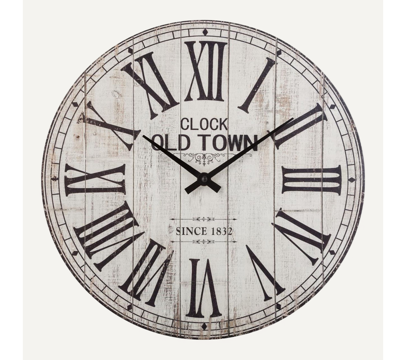 Pendule Murale En Bois Aspect Vieilli D 38 Cm