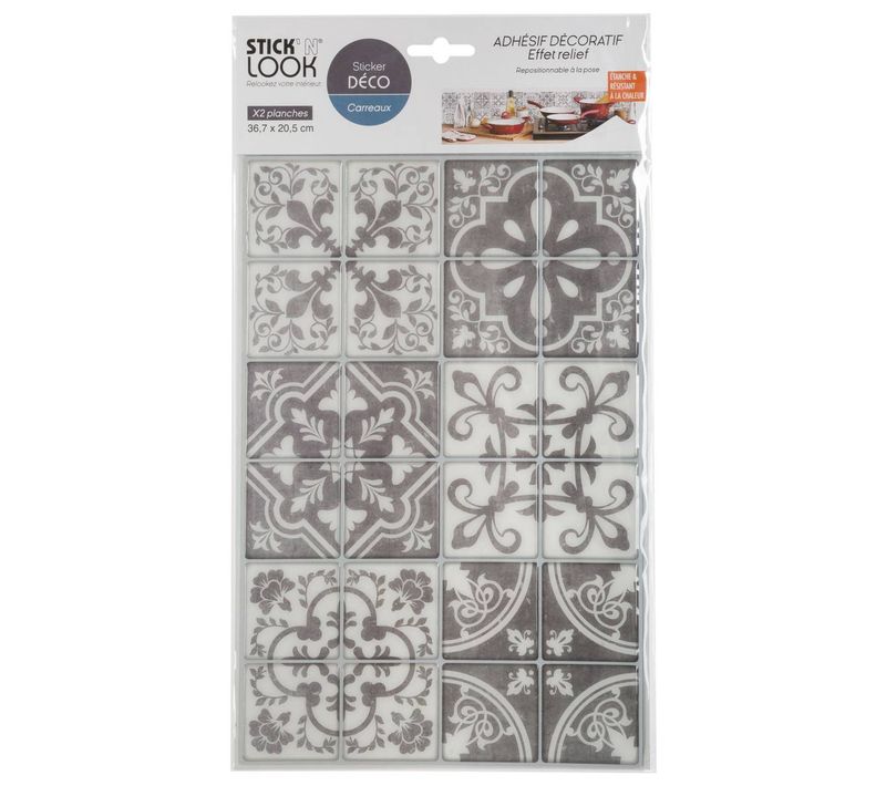 Lot De 2 Stickers Carrelages Carrelages Gris