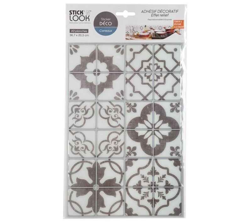 Lot De 2 Stickers Carrelages Carrelages Gris