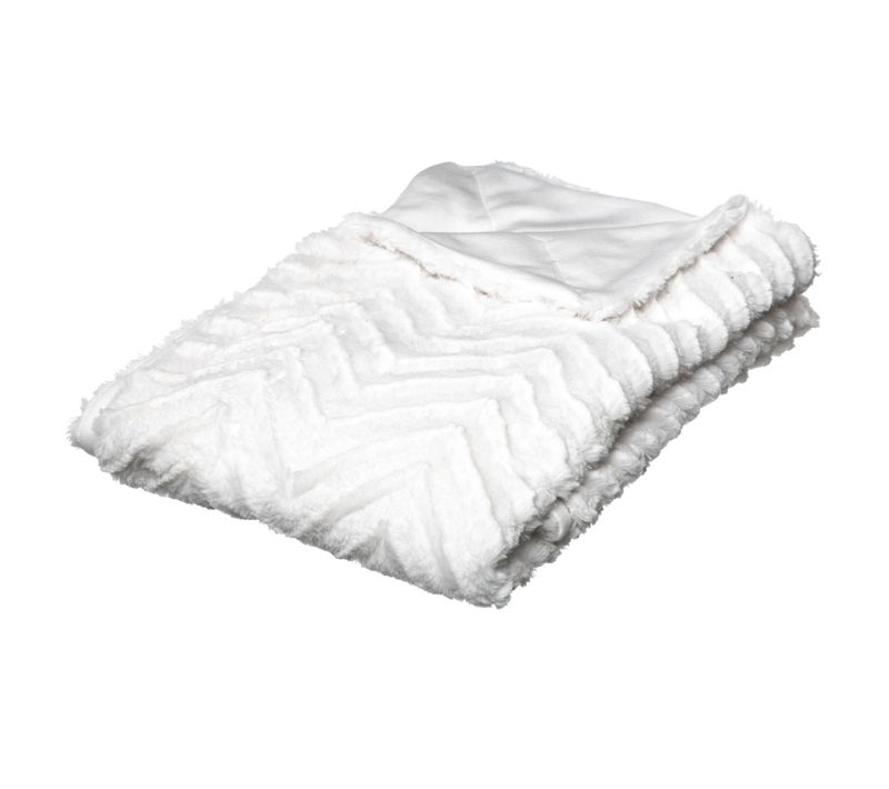 Plaid Design Imitiation Fourrure Jeanne - L. 130 X L. 160 Cm - Blanc