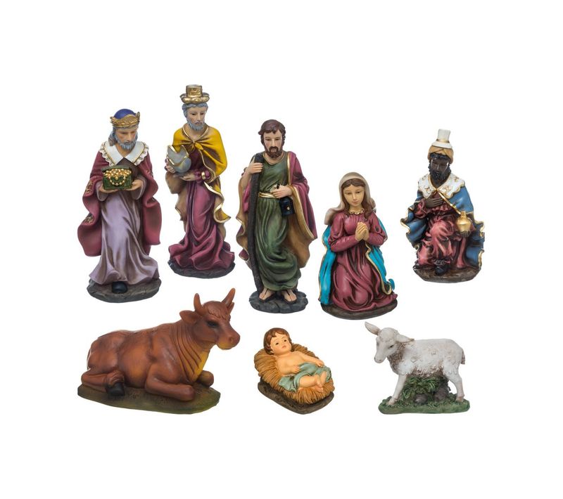 Déco De Crèche De Noël Set De 8 Santons En Résine