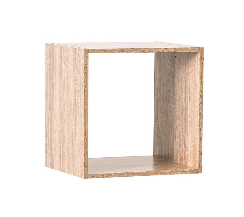 Meuble Étagère 1 Case De Rangement Effet Chêne Naturel H 34.5 Cm - à Poser Ou Mural