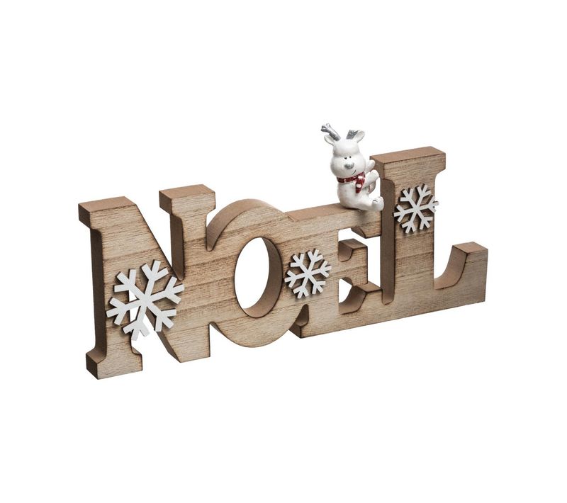 Déco à Poser Noel Lettres En Bois Avec Flocons Blancs L 30 Cm