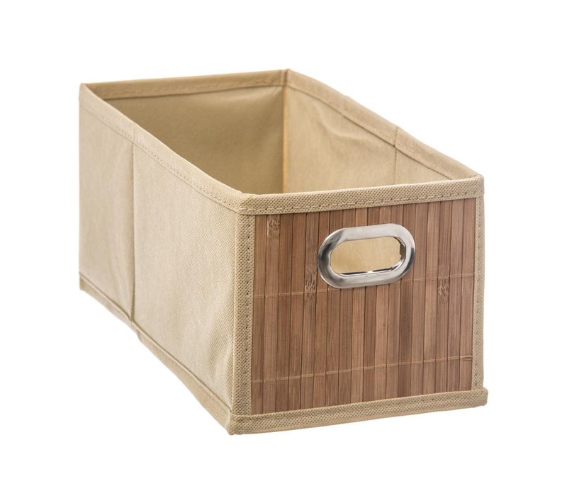 Boite De Rangement En Bambou Et Tissu 15 X 31 X 15 Cm
