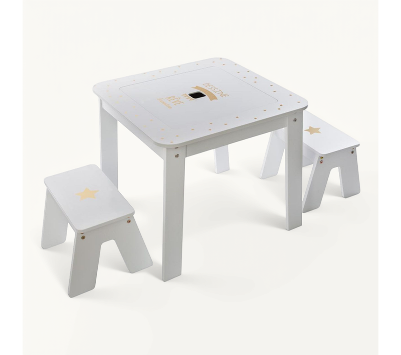 Table De Jeux Et 2 Tabourets Pour Enfant