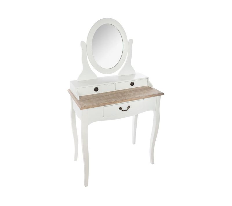 Meuble Coiffeuse En Bois Blanc Et Naturel Effet Blanchi