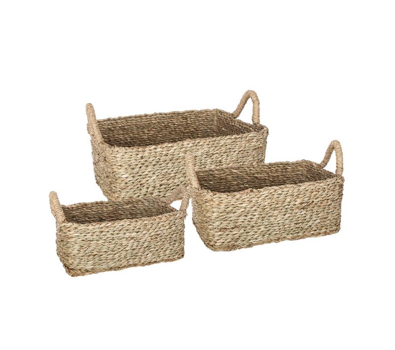 Set De 3 Paniers De Rangement Rectangle En Osier