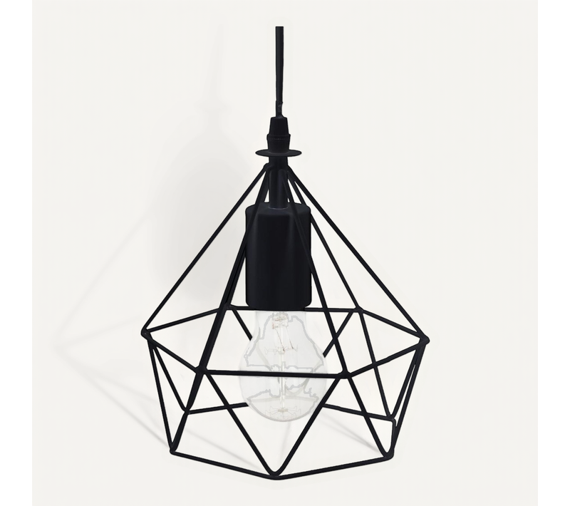 Luminaire Suspension En Métal Filaire Noir D 19 Cm