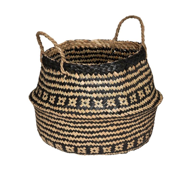 Panier De Rangement Pliable En Osier Frisé Noir