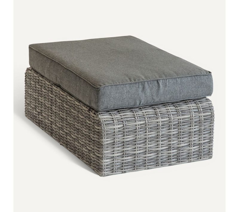 Pouf De Jardin En Résine Tressée Moorea - L. 105 X H. 30 Cm - Gris Ombre