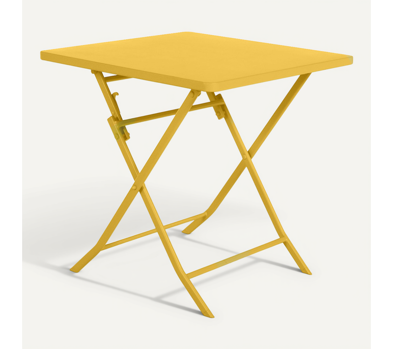 Table De Jardin Pliante Carrée Greensboro - 2 Places - Jaune Moutarde