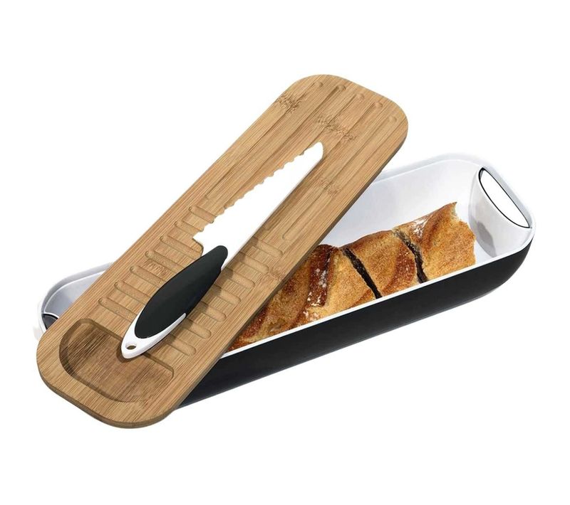 Corbeille à Pain 3 En 1 Avec Couteau Noir