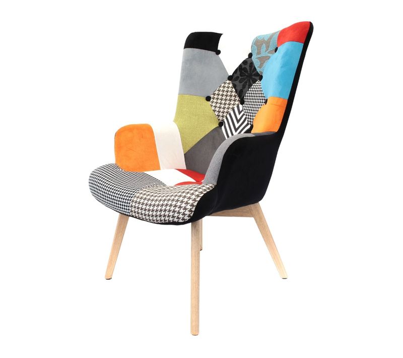 Fauteuil De Salon Design Scandinave Helsinki - Noir Patchwork