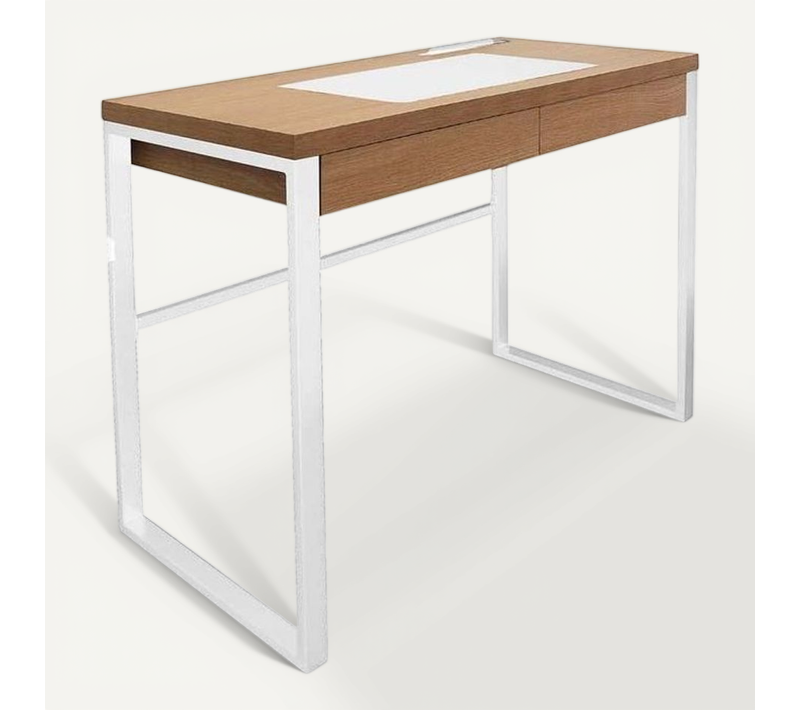 Bureau Industriel En Bois Et Métal Avec Tiroir Bois Et Blanc