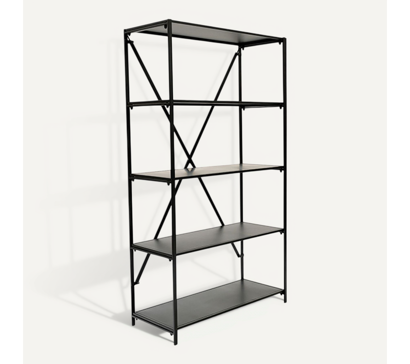 Bibliothèque Design 5 Plateaux De Rangement En Métal H.155 Cm - Noir