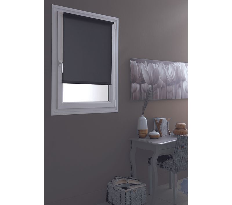 Store Enrouleur Occultant Fixation Sans Percer - 67x170 Cm - Gris Souris