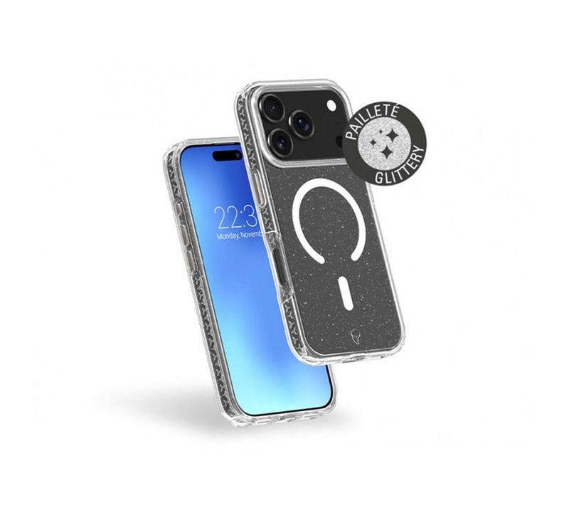 Coque Air Xtrem Magsafe Pour iPhone 17 Pro Max - Transparente Pailletée, Protection 4 M