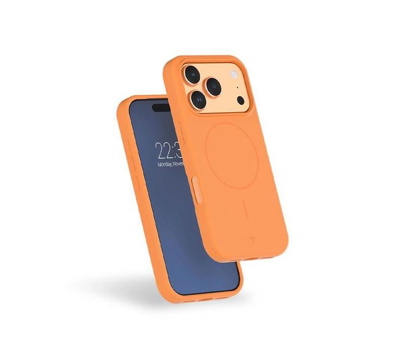 Coque Silicone Magsafe iPhone 17 Pro — Renforcée 2 M, Orange, Antitraces