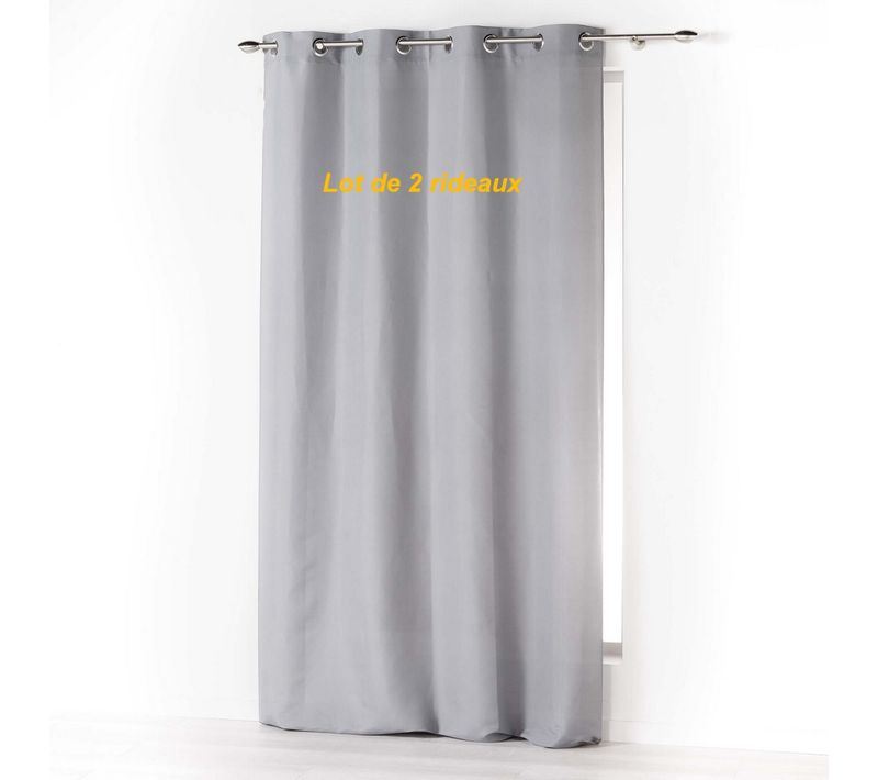 Lot De 2 Rideaux à Oeillets 140 X 260 Cm Microfibre Unie Absolu Gris