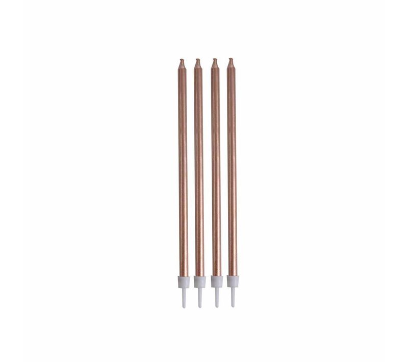 Lot De 16 Bougies D'anniversaire "longues" 14cm Doré Rose