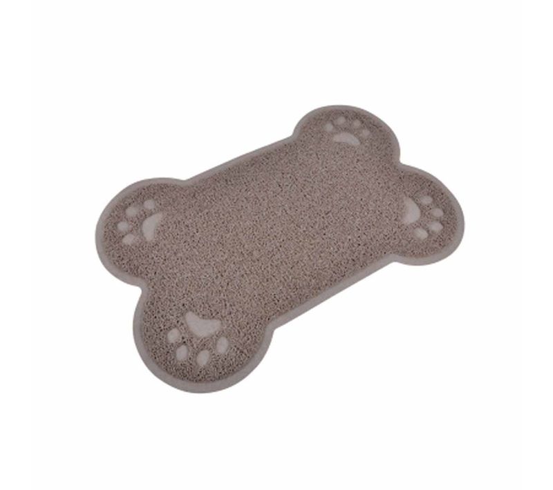 Tapis Repas Pour Chien "forme Os" 60cm Taupe