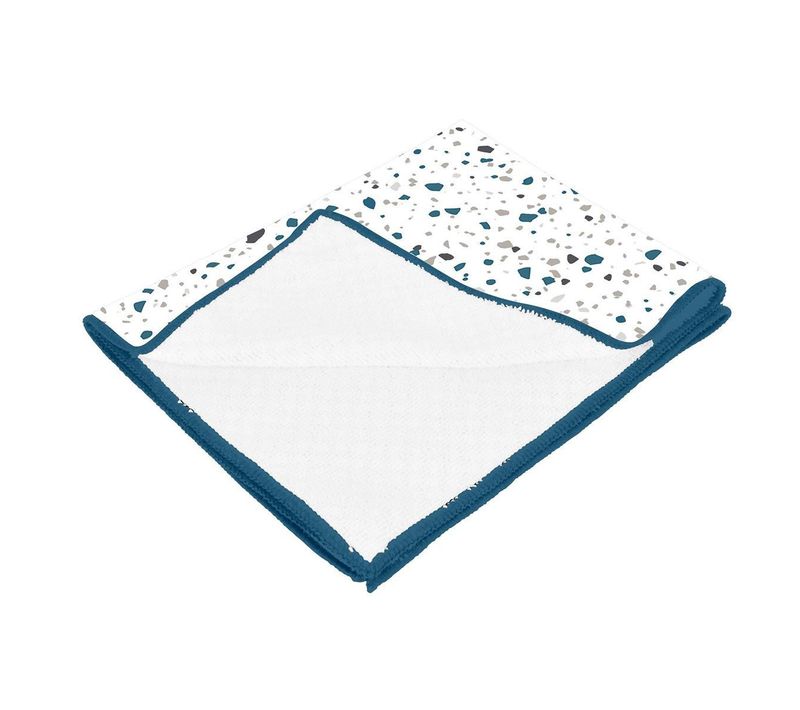 Torchon De Cuisine "terrazzo" 40x40cm Blanc et Bleu