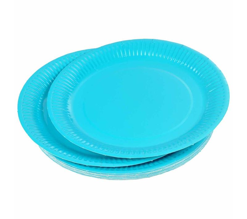Lot De 20 Assiettes En Carton "vitamine" 23cm Bleu