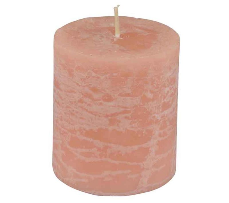Bougie Pilier Déco "rustique" 7cm Rose Poudré