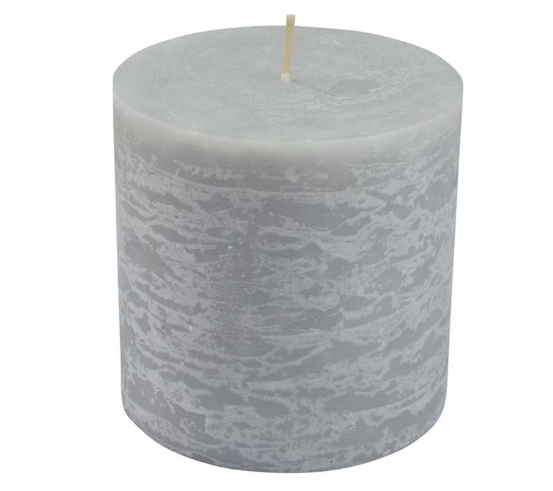 Bougie Pilier Ronde Déco "rustique" 10cm Gris
