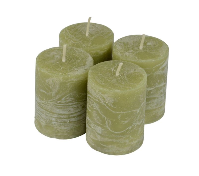 Lot De 4 Bougies Pilier "rustique" 5cm Tilleul