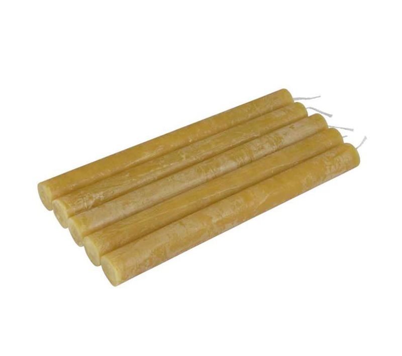 Lot De 5 Bougies Chandelier "rustique" 20cm Jaune
