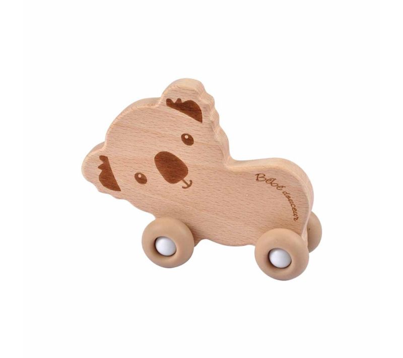 Jouet D'éveil Bébé "koala Avec Roulettes" 12cm Naturel