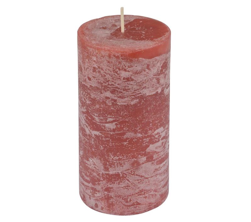 Bougie Pilier Déco "rustique" 13cm Rose