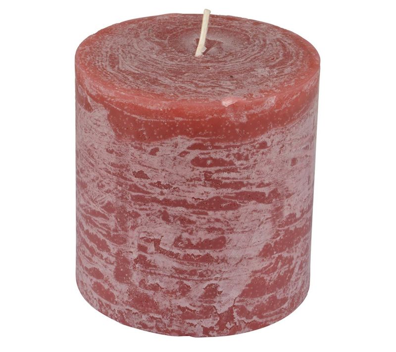 Bougie Pilier Ronde Déco "rustique" 10cm Rose