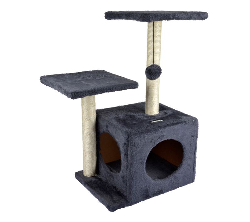 Arbre à Chat Avec Niche "2 Plateformes" 60cm Anthracite
