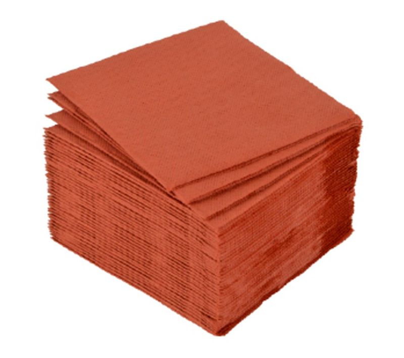Lot De 40 Serviettes En Papier "vitamine" 25x25cm Terracotta